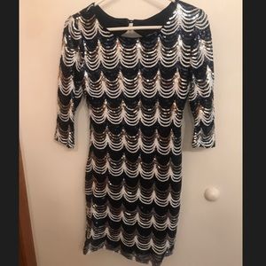 Juniors blue, silver, black sequin dress size 5